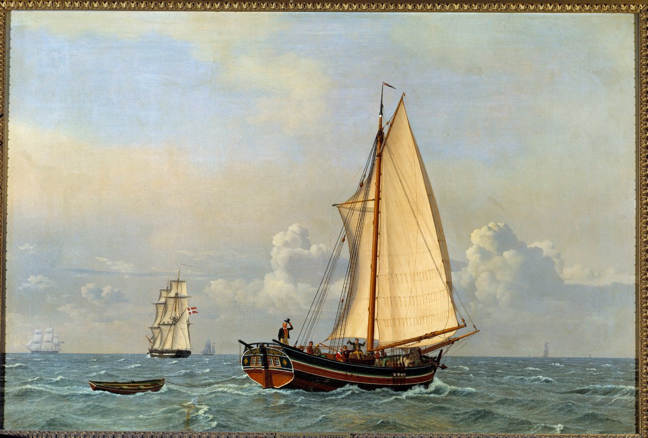 Um antigo forro dinamarquês a dar marcha atrás em 1831 Pintura de Christoffer Wilhelm Eckersberg (1783-1853) de Christoffer Wilhelm Eckersberg