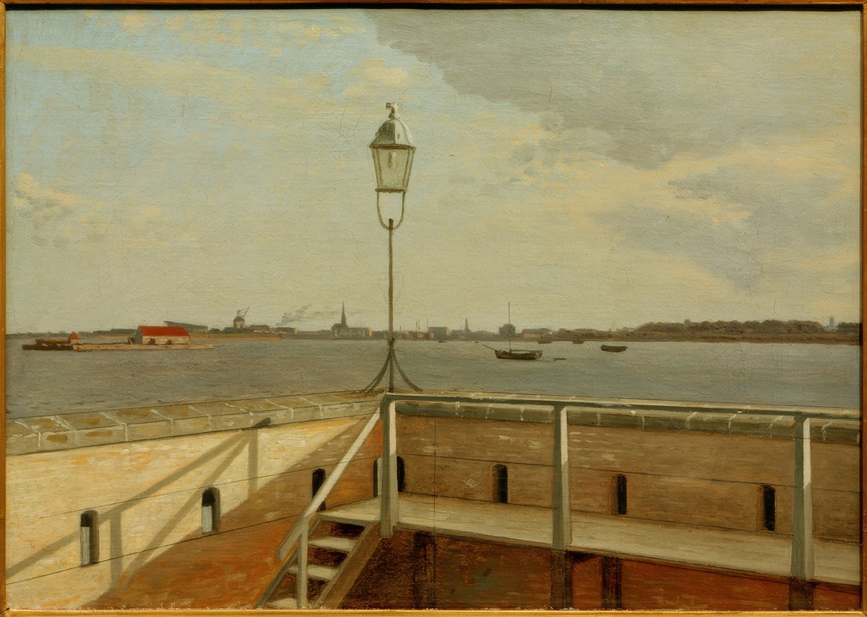 Vista da fortaleza Trekroner em Copenhague à distância de Christoffer Wilhelm Eckersberg