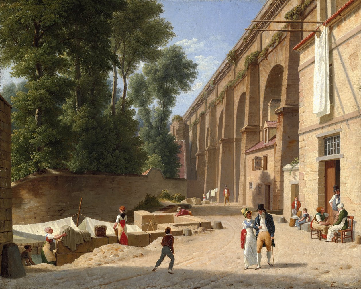 Dinamarquês:  Akvædukten i Arcueil Paisagem sob o aqueduto de Arcueil, perto de Paris de Christoffer Wilhelm Eckersberg