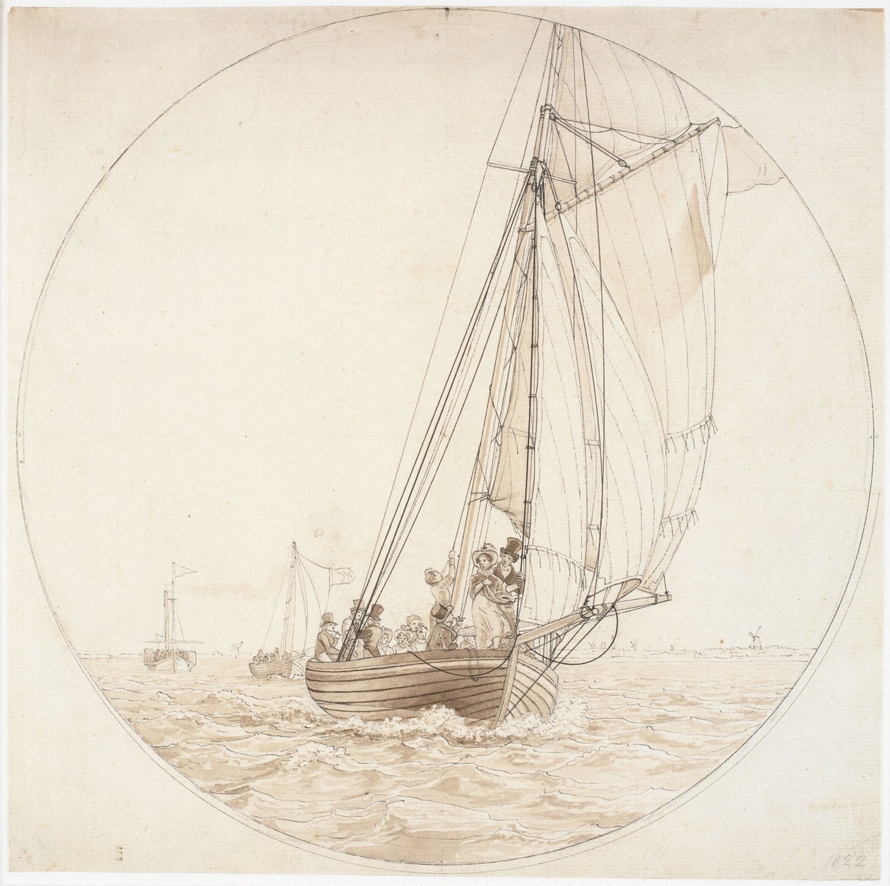 Dinamarquês: Uma viagem a Charlottenlund. O vapor Caledonia encontra um barco de recreio Uma viagem a Charlottenlund de Christoffer Wilhelm Eckersberg