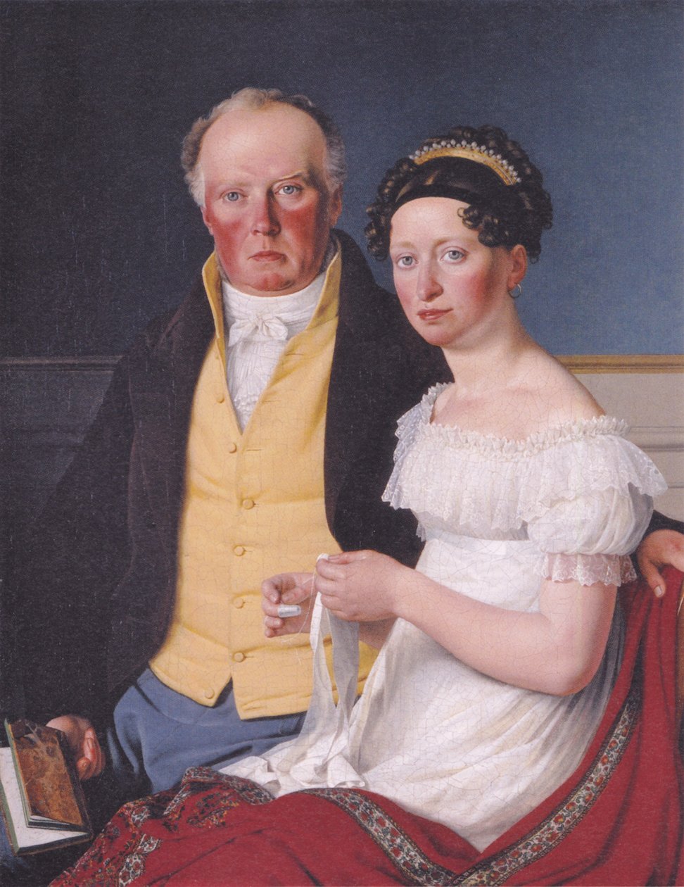 Dinamarquês:  Greve Preben Bille-Brahe og hans anden hustru Johanne Caroline, født Falbe Retrato duplo do conde Preben Bille-Brahe e da sua segunda mulher, Johanne Caroline, nee Falbe de Christoffer Wilhelm Eckersberg