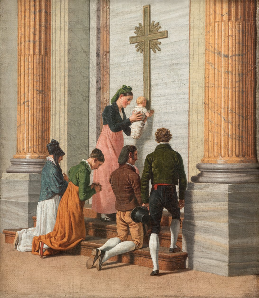Devoção junto à Porta Santa da Basílica de São Pedro, c.1814 (óleo sobre tela) de Christoffer Wilhelm Eckersberg