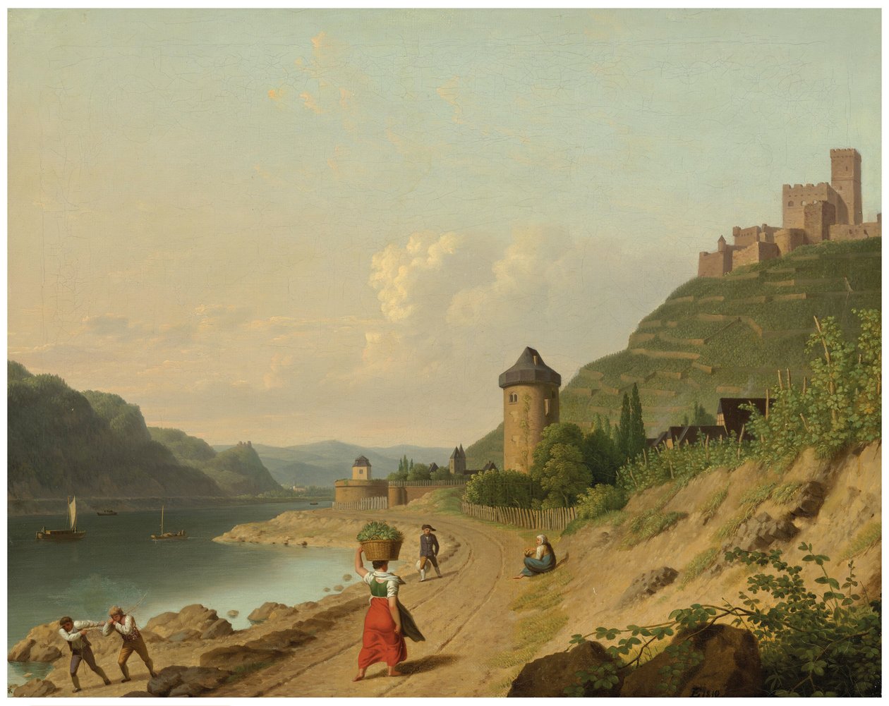 Figuras numa pista junto ao Reno de Christoffer Wilhelm Eckersberg