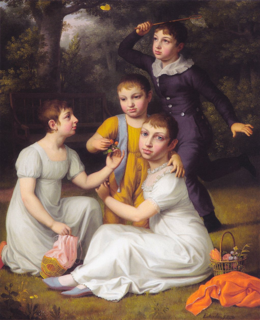 Retrato dos quatro filhos mais velhos de Johannes Søbøtker em Hummeltofte. de Christoffer Wilhelm Eckersberg