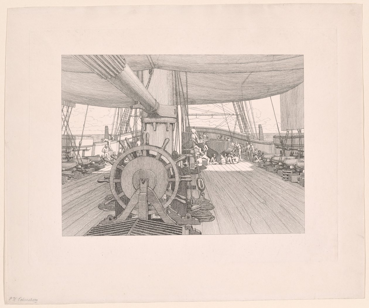 O convés de um navio de guerra de Christoffer Wilhelm Eckersberg