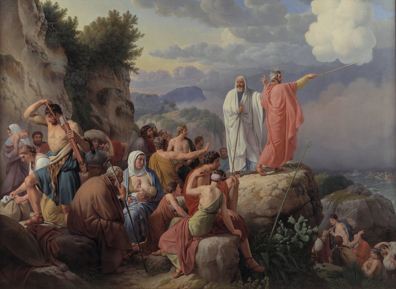 Os israelitas descansando após a travessia do Mar Vermelho, 1816. de Christoffer Wilhelm Eckersberg