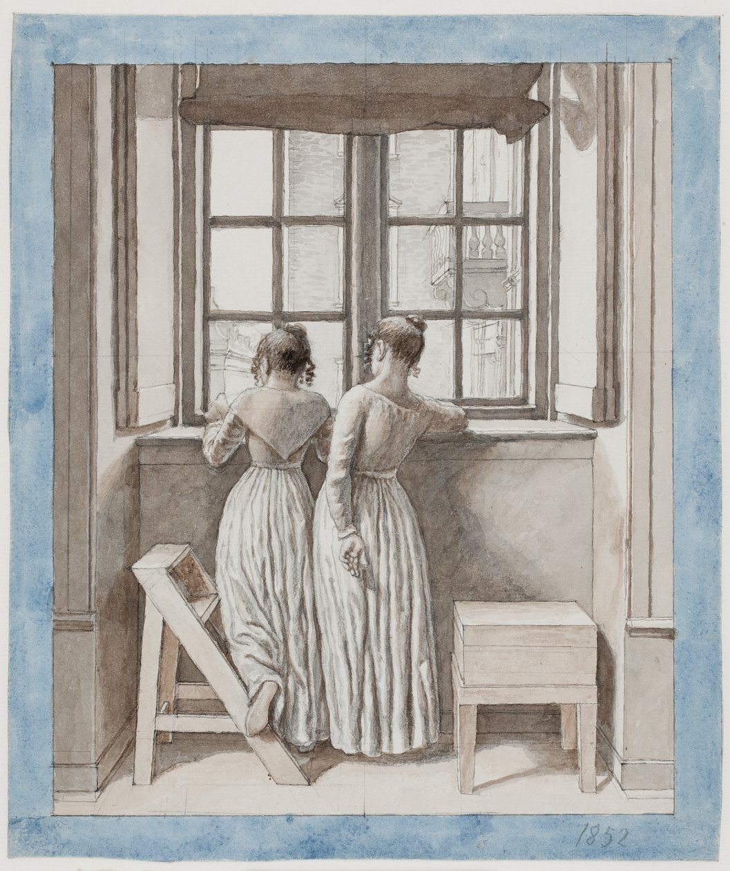 Em uma janela no estúdio do artista de Christoffer Wilhelm Eckersberg