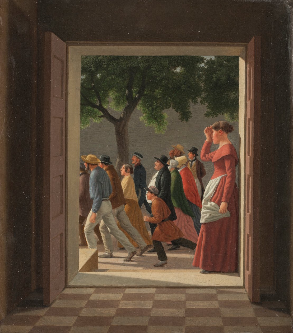 Vista através de uma porta para números de corrida de Christoffer Wilhelm Eckersberg