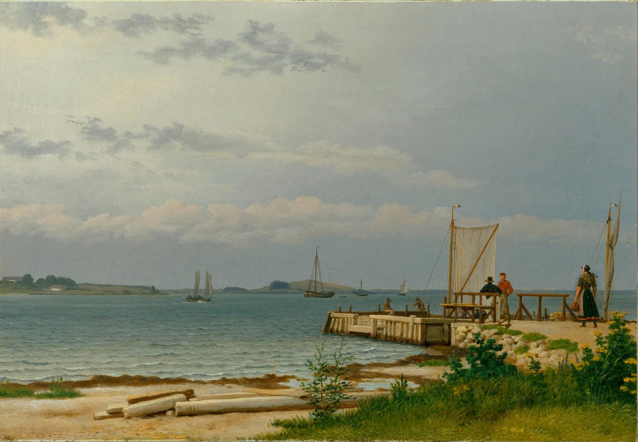 Vista para Koster a partir do cais em Kallehave de Christoffer Wilhelm Eckersberg