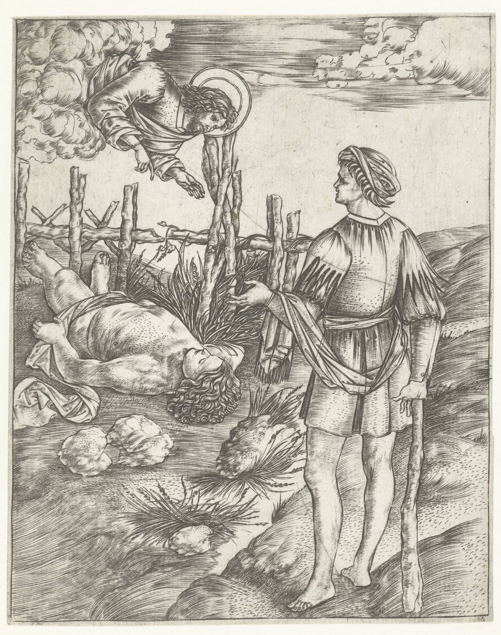 Deus fala a Caim de pé por cadáver de Abel de Christoforo di Michele Robetta