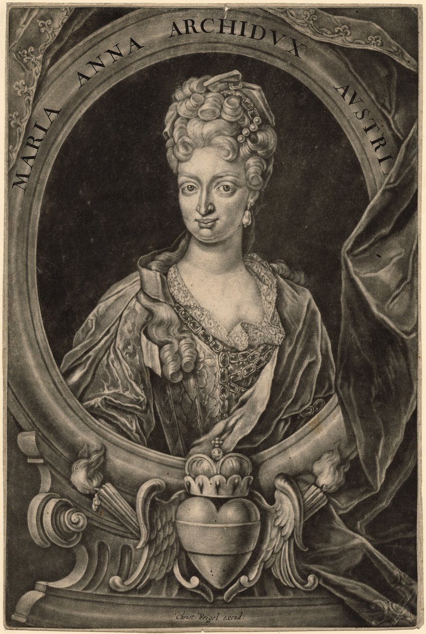 Maria Anna da Áustria, Rainha de Portugal (mezzotint) de Christoph Weigel