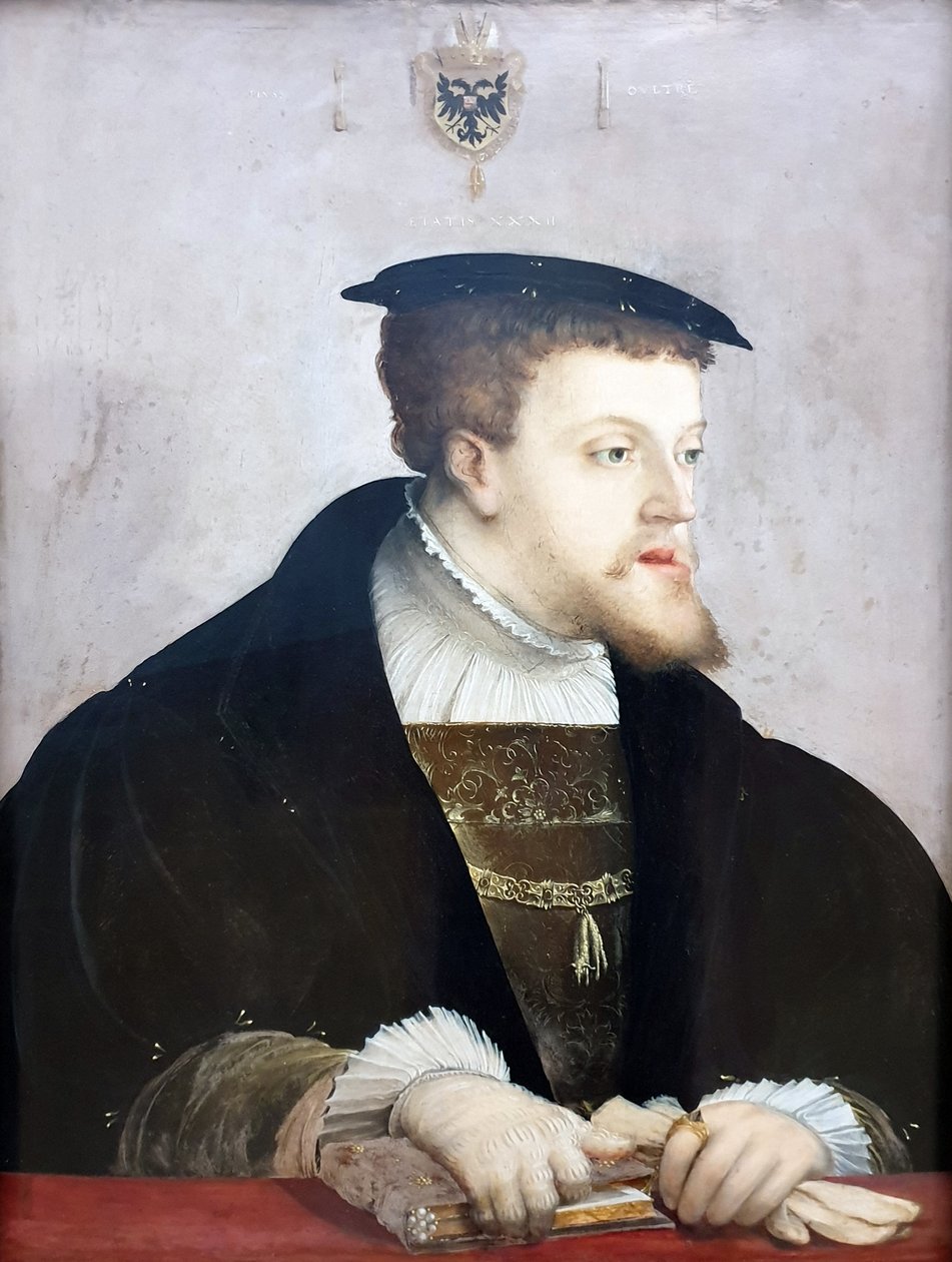Alemão: Kaiser Karl V. (1500-1558) Imperador Karl V. de Christoph Amberger