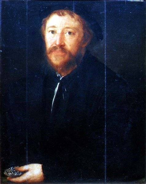 Retrato de Cornelius Gros (painel) de Christoph Amberger