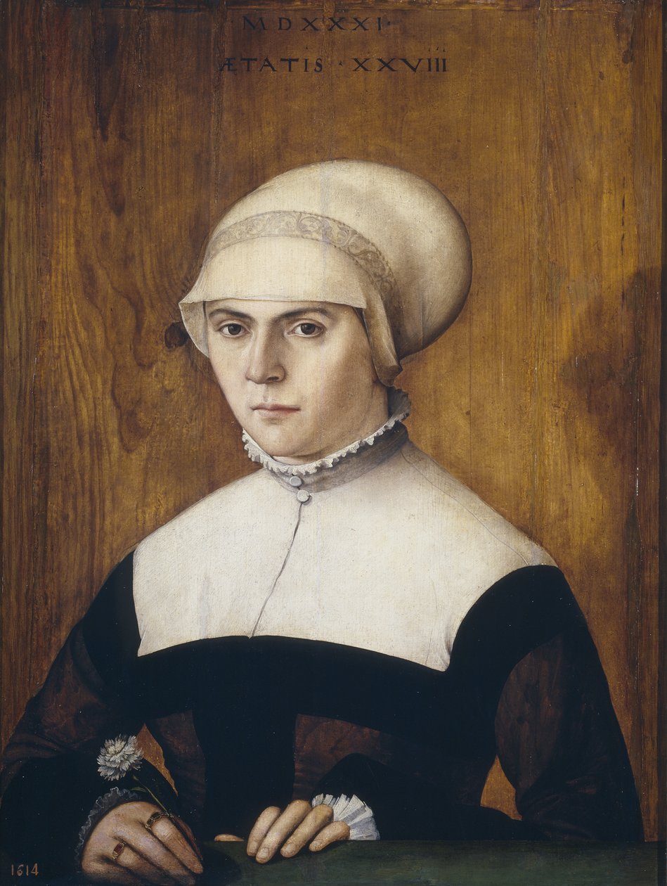 A esposa de Jörg Zörer, aos 28 anos de 1531 de Christoph Amberger