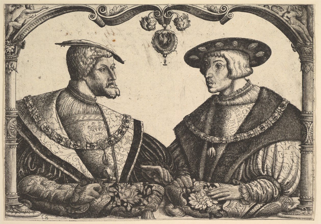 Imperadores Carlos V e Fernando I, ca. 1531. de Christoph Bockstorffer