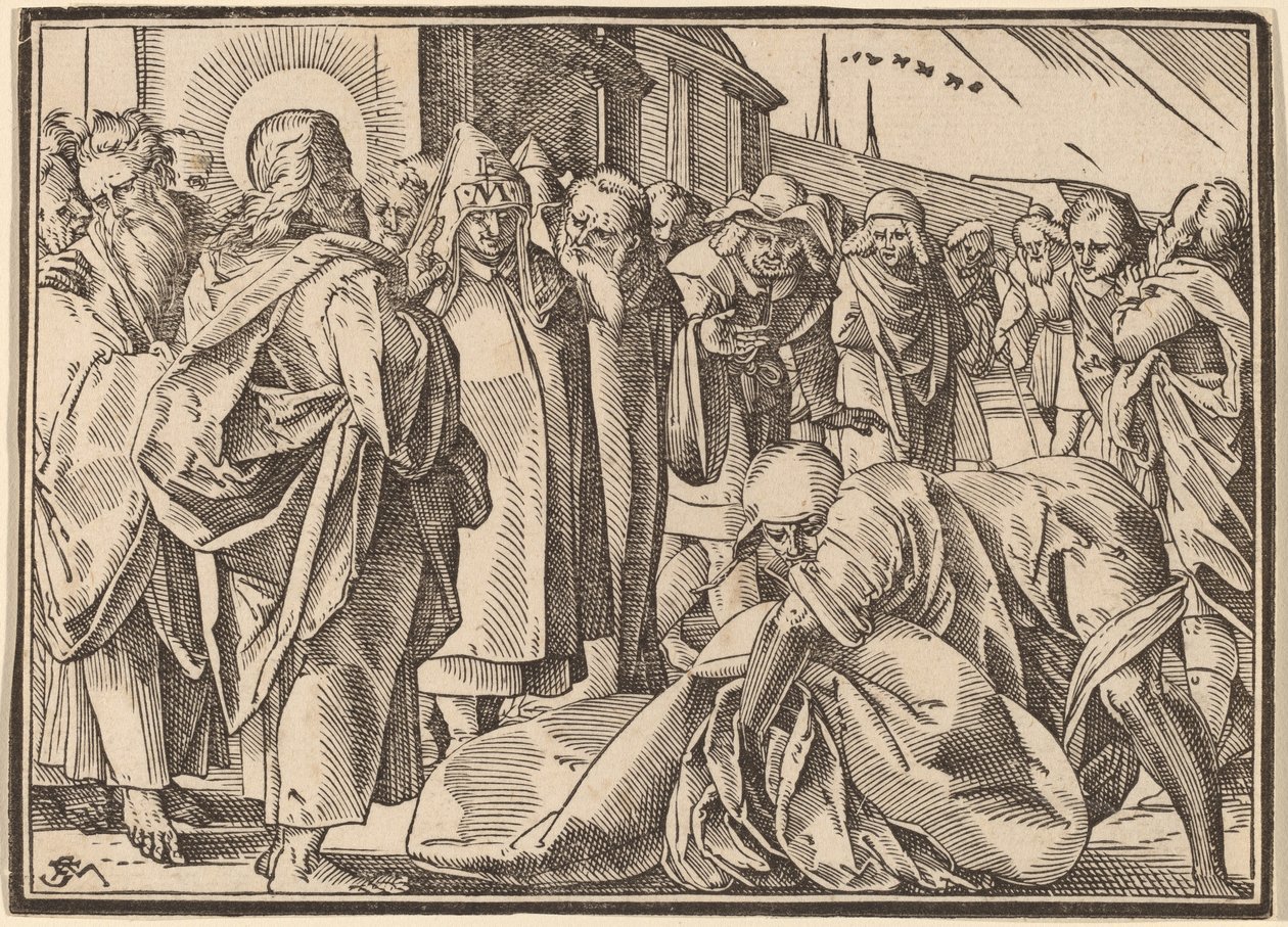 O paralítico curado por Cristo pega sua pá de Christoph Murer