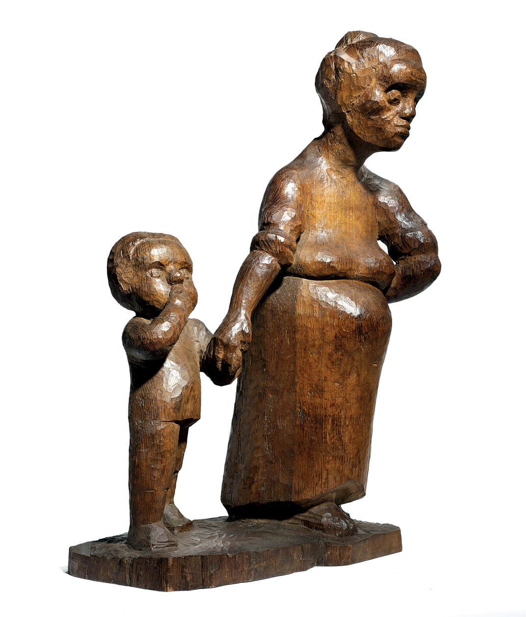 Mulher trabalhadora com criança (carvalho) de Christoph Voll