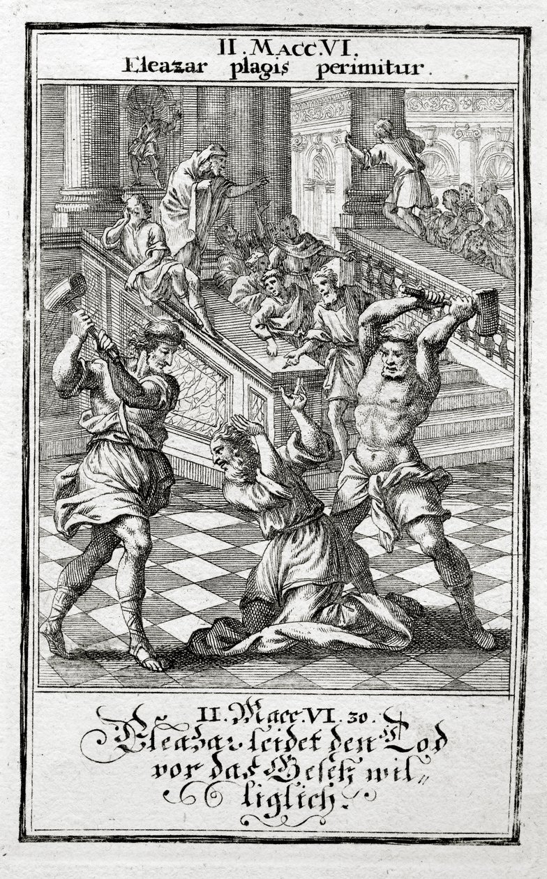 Eleazar aceita de bom grado a pena de morte, Maccabees 1695 de Christoph Weigel