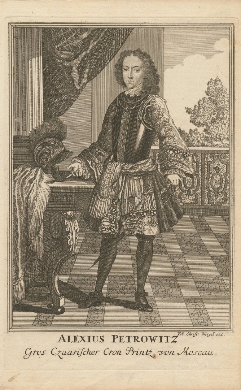 Retrato do czarevich Alexei Petrovich da Rússia 1690-1718, 1710 de Christoph Wiegel
