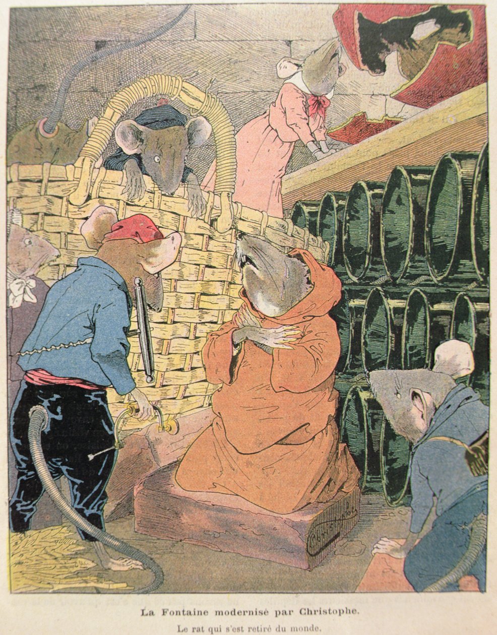 Ilustração para o rato que retirou da sociedade das fábulas por Jean de La Fontaine (1621-95) 1902 (gravura a cores) de Christophe 1856 1945 Christophe 1856 1945