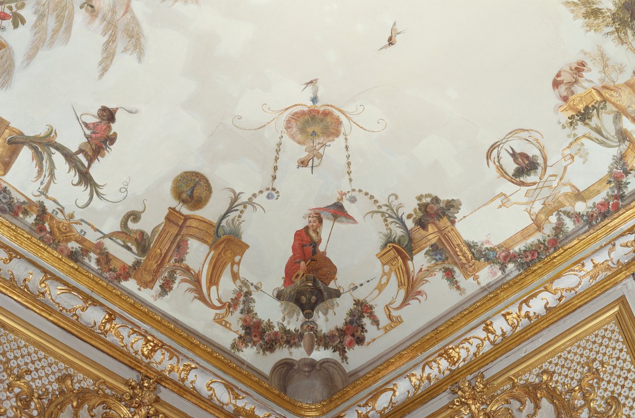 The Grande Singerie, detalhe, c.1735 (mural) de Christophe Huet