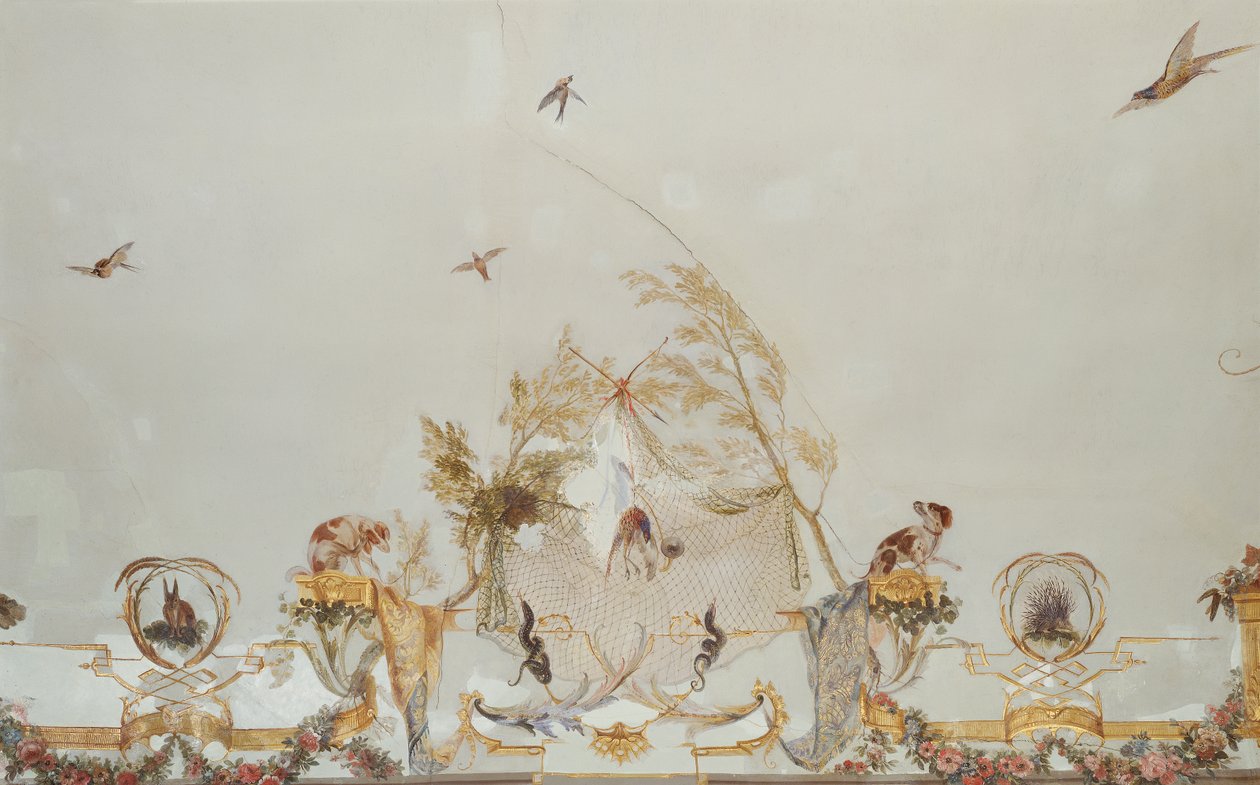 The Grande Singerie, detalhe, c.1735 (mural) de Christophe Huet