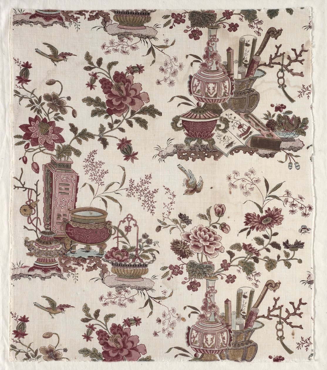 Fragmento de algodão estampado em xilogravura de Christophe Philippe Oberkampf