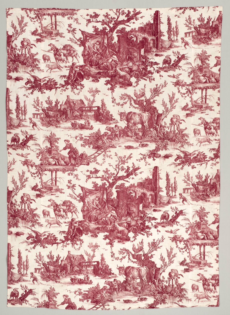 Tira de Algodão Impresso em Cobre com Desenho Les plaisirs de la ferme, 1785-1790. de Christophe Philippe Oberkampf