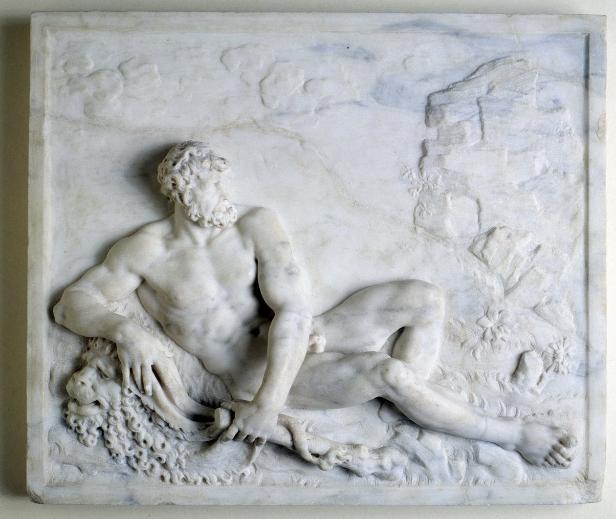 Hércules em repouso (baixo relevo de mármore) de Christophe Veyrier