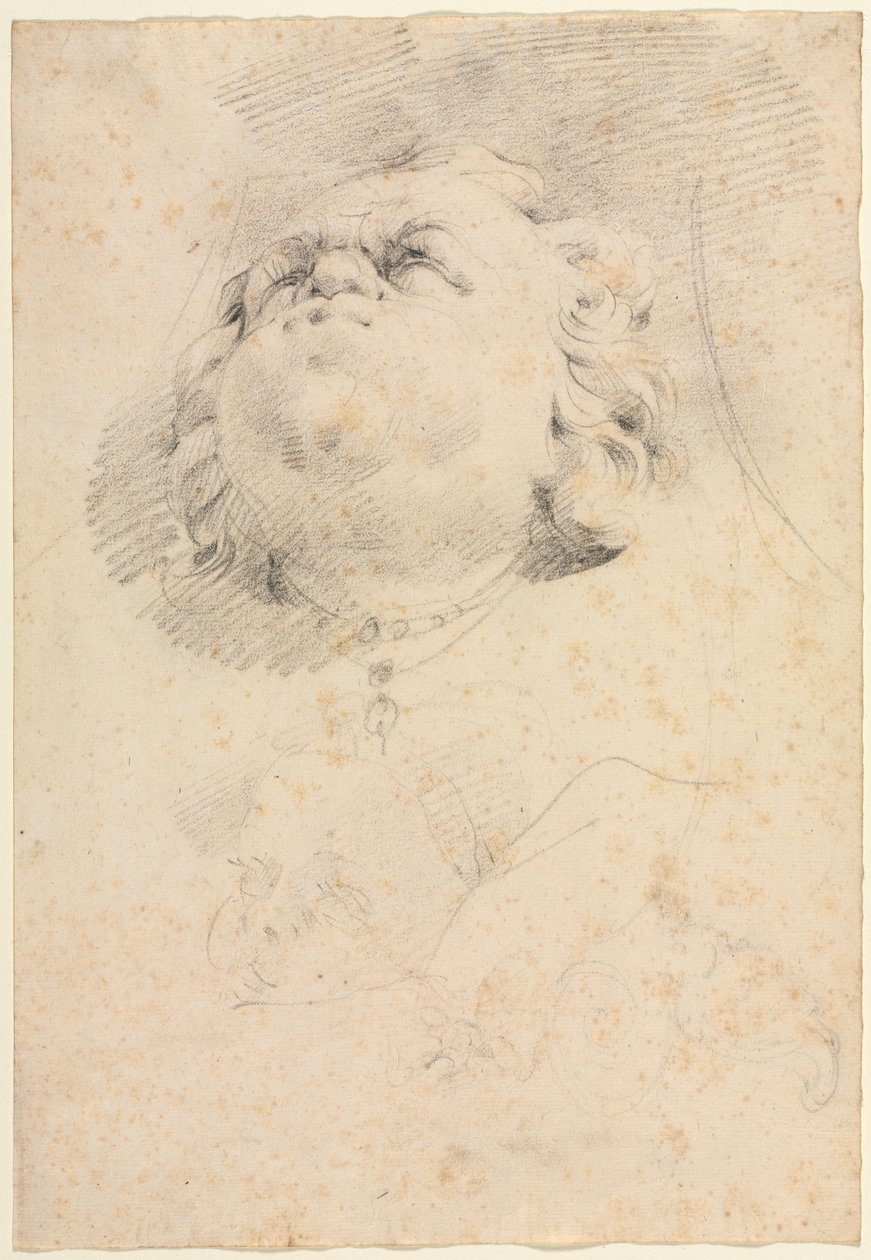 Esboço de uma cabeça após a Fonte de Netuno de Giambologna, c. 1654. de Christophe Veyrier