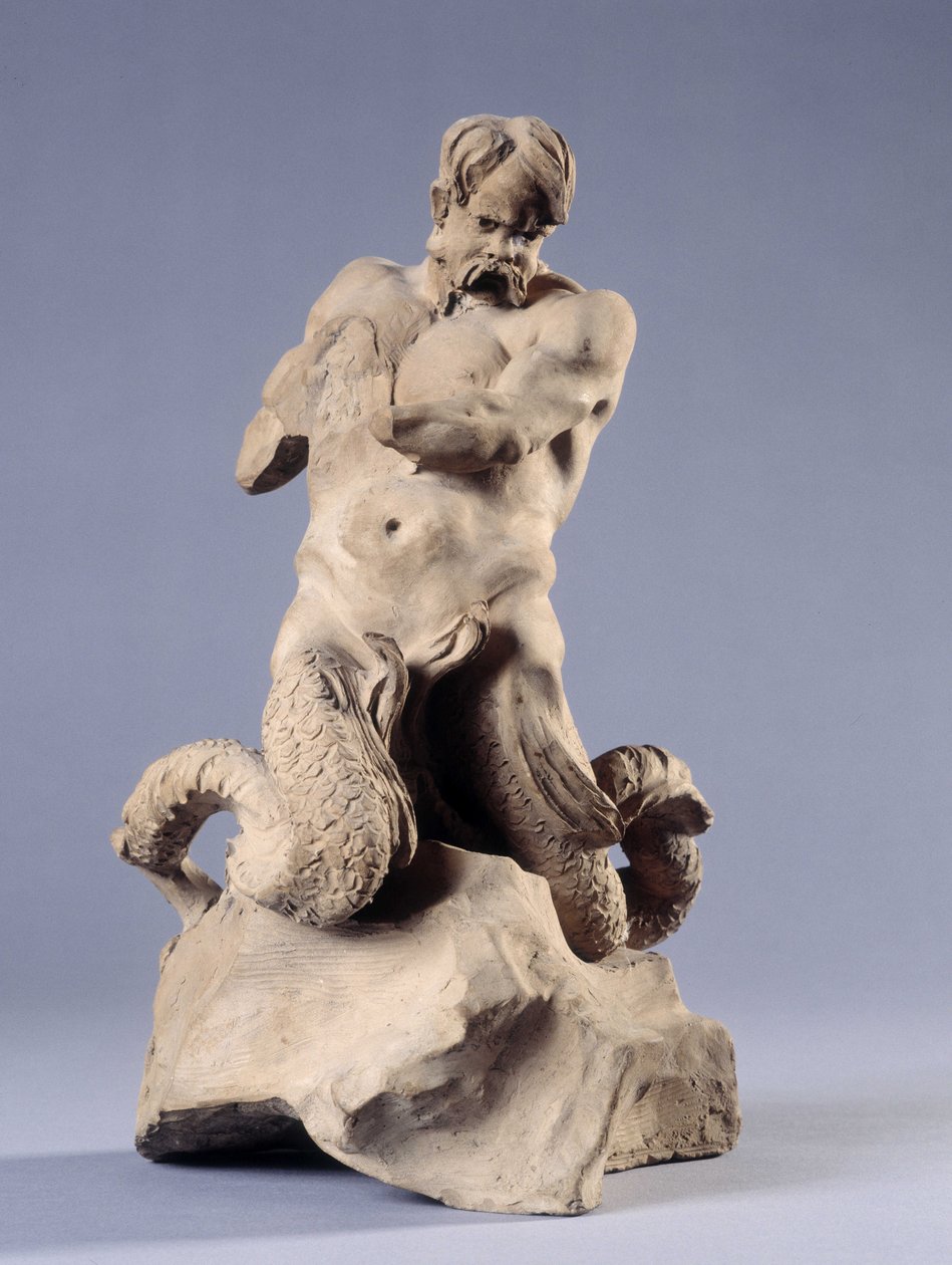 Tritão. Escultura em pedra. de Christophe Veyrier