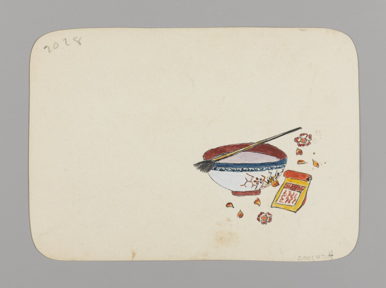 Bacia de Pintura e Pincel (verso), c.1880 (wc e tinta preta em cartolina muito fina) de Christopher Grant La Farge
