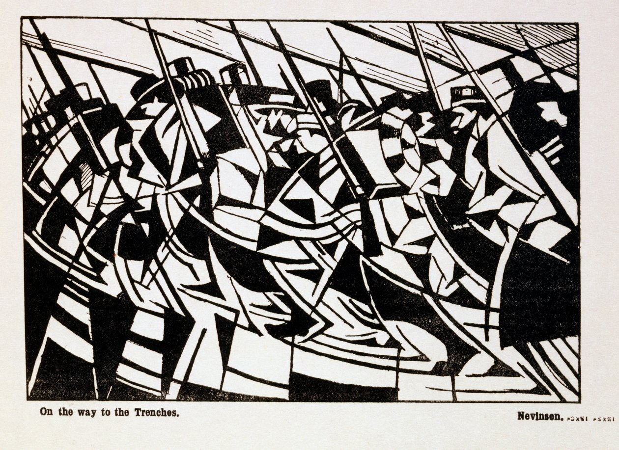 No Caminho das Trincheiras, ilustração da revista &39;Blast&39;, junho de 1914 de Christopher Richard Wynne Nevinson
