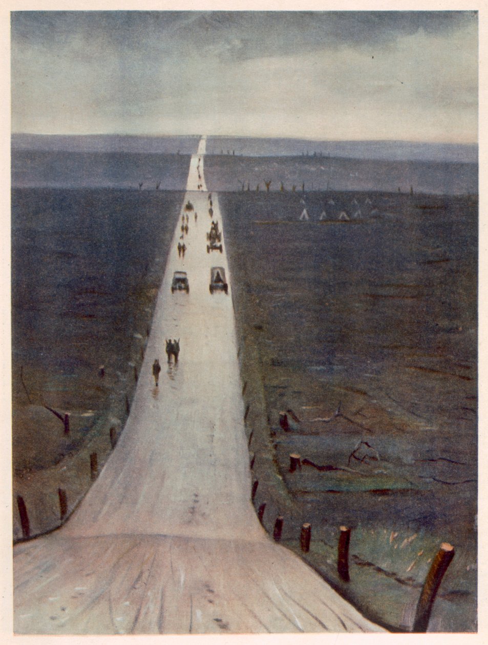 A estrada de Arras a Bapaume, de artistas britânicos na frente, continuação da frente ocidental, 1918 de Christopher Richard Wynne Nevinson