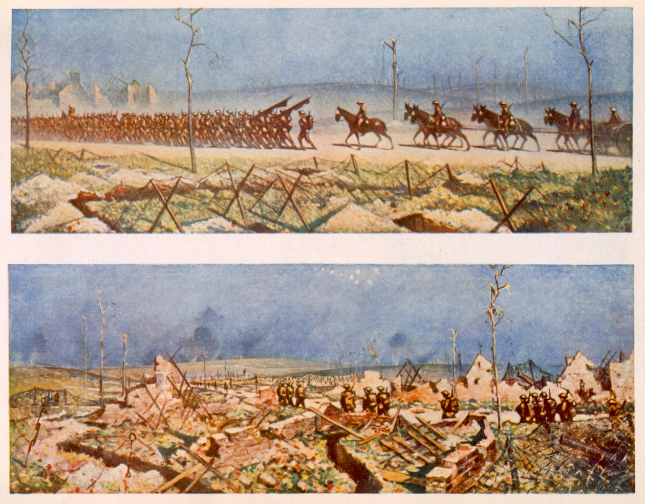 As Estradas da França, C e D, de artistas britânicos na Frente, Continuação da Frente Ocidental, 1917 de Christopher Richard Wynne Nevinson