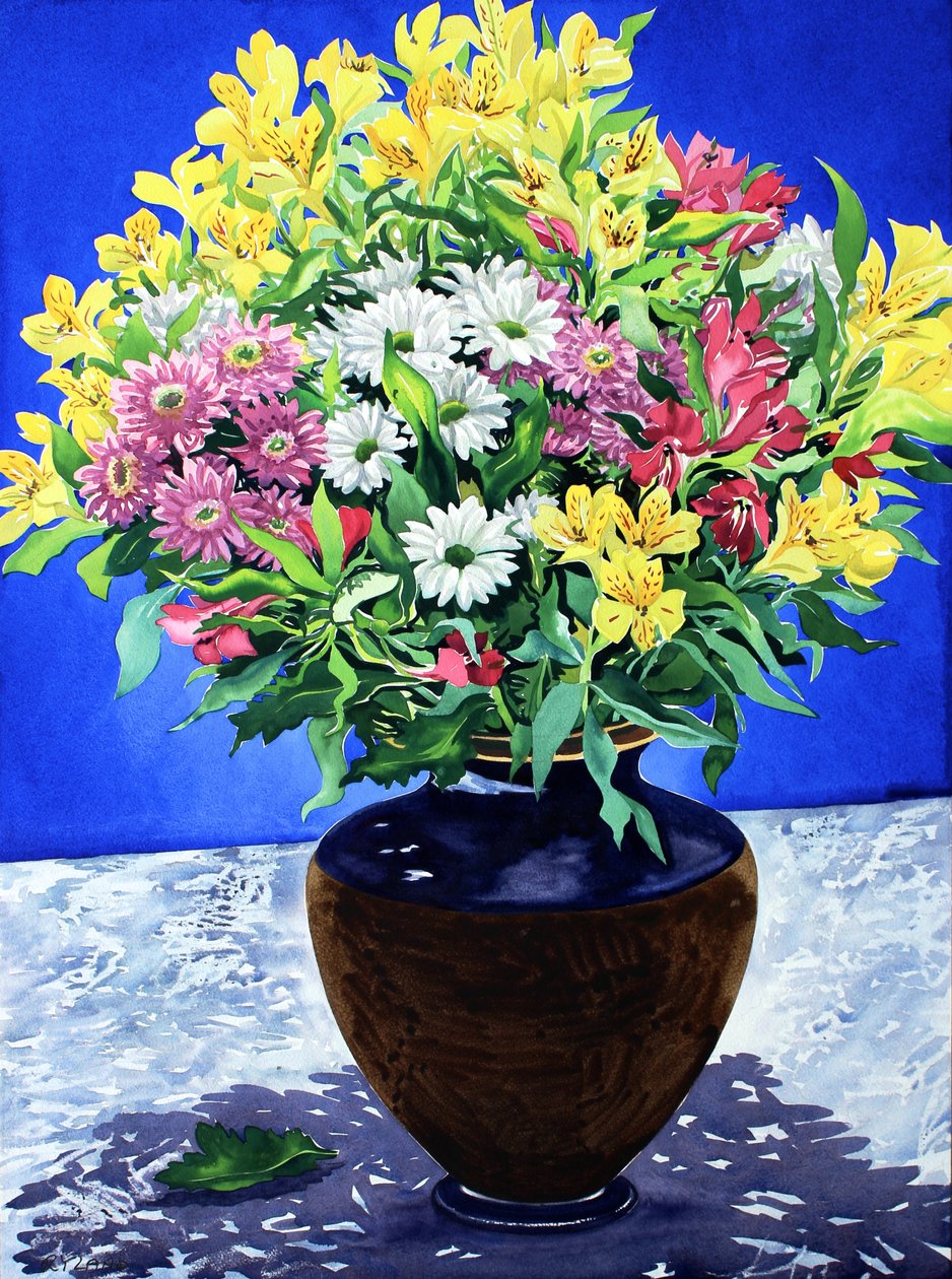 Flores em mármore (aquarela e cera no papel) de Christopher Ryland