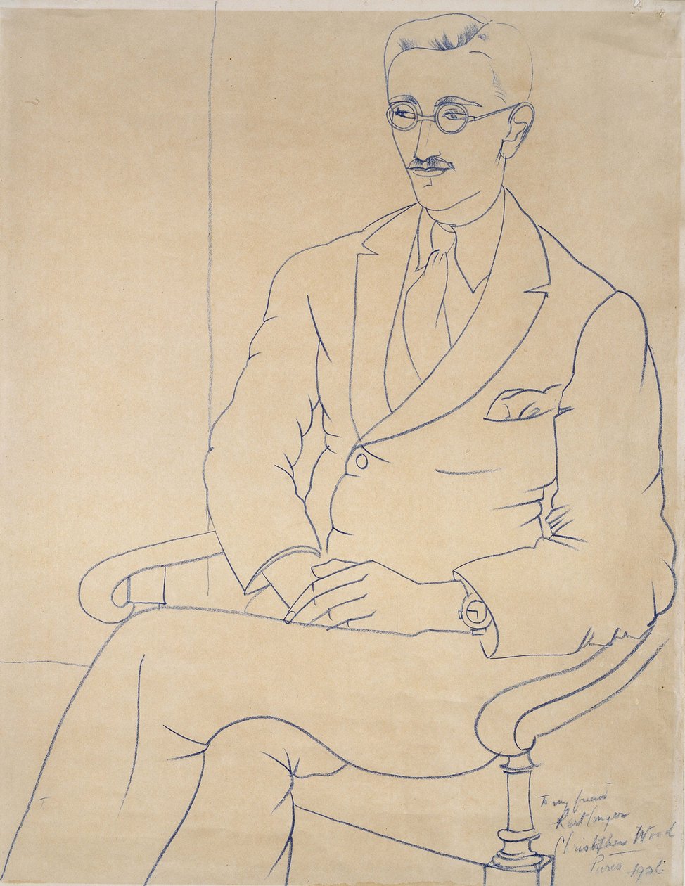 Retrato de Gerald Reitlinger, 1926 (giz azul) de Christopher Wood