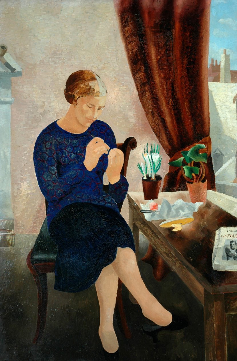 Mulher sentada e manicure e retrato de Frosca Munster, 1929 de Christopher Wood