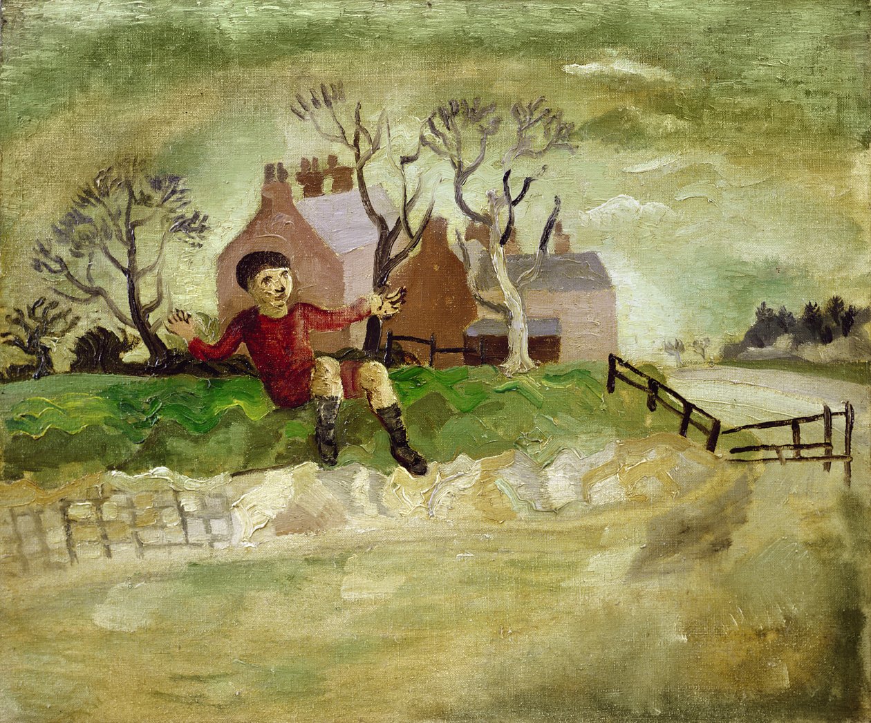 O garoto pulando, Arundel, West Sussex, 1929 de Christopher Wood