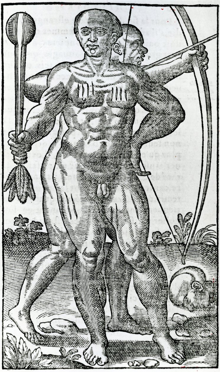 Dois nativos da "Hystoria General of the Indies" 1547 de Christopher Columbus