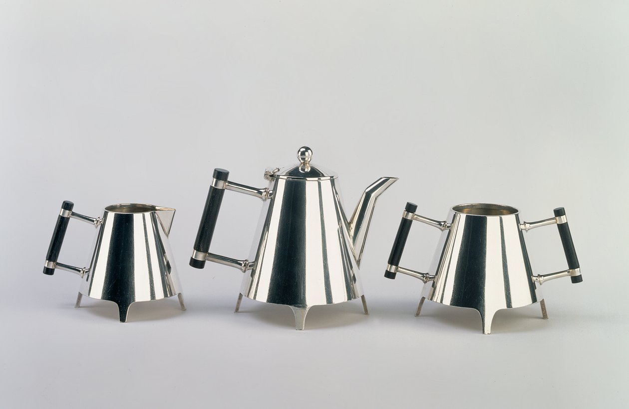 Conjunto de chá da tarde, feito por James Dixon & Sons, Sheffield, projetado c.1881 (prata galvanizada) de Christopher Dresser
