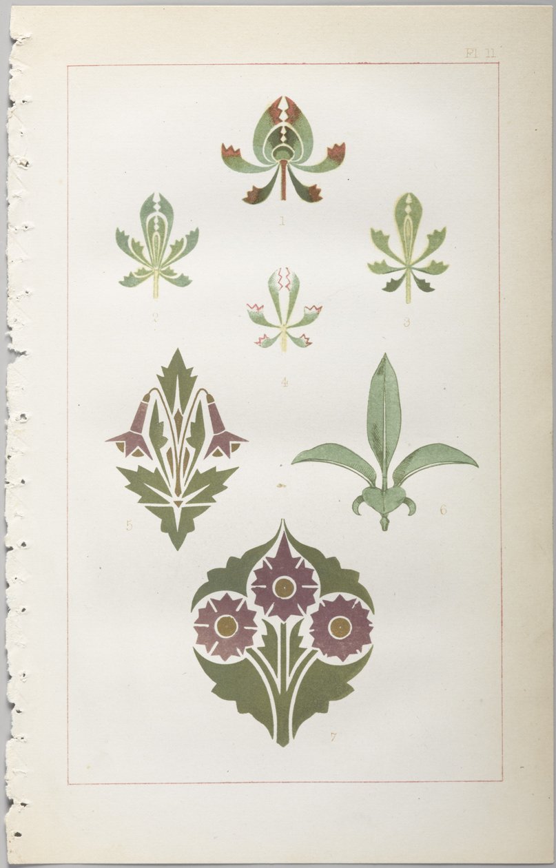 A arte do design decorativo: com um apêndice, dando as horas do dia em que as flores abrem, publicado pela Day & Son, Londres, 1862 de Christopher Dresser