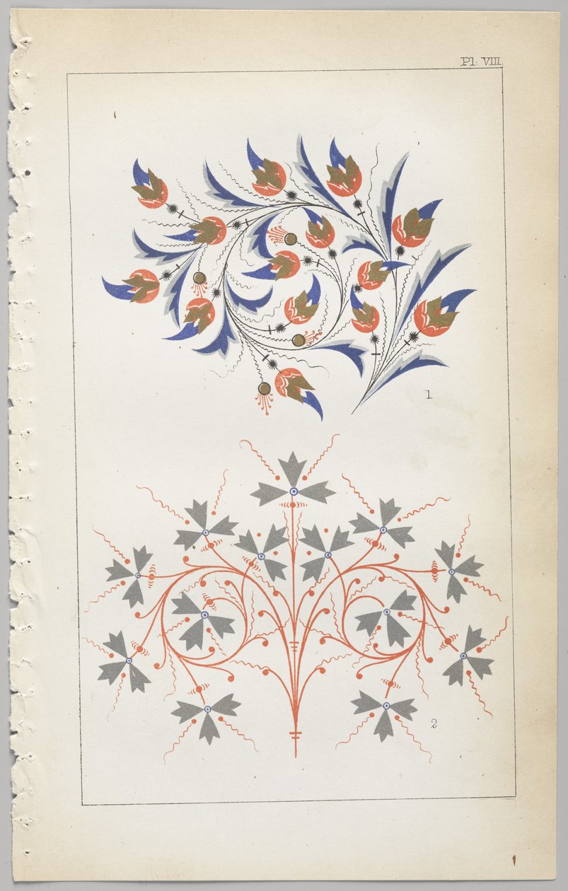 A arte do design decorativo: com um apêndice, dando as horas do dia em que as flores abrem, publicado pela Day & Son, Londres, 1862 de Christopher Dresser