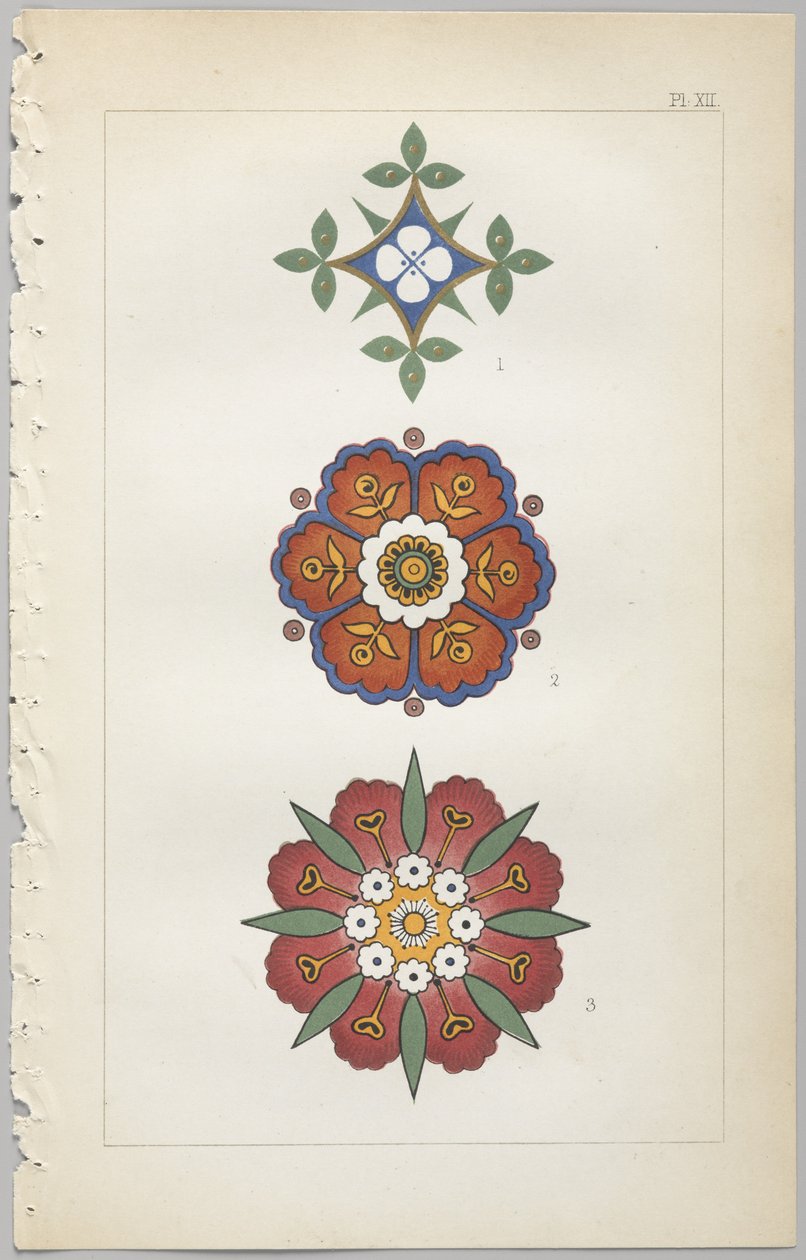 A arte do design decorativo: com um apêndice, dando as horas do dia em que as flores abrem, publicado pela Day & Son, Londres, 1862 de Christopher Dresser