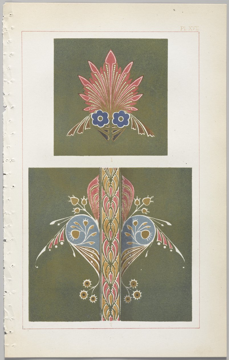 A arte do design decorativo: com um apêndice, dando as horas do dia em que as flores abrem, publicado pela Day & Son, Londres, 1862 de Christopher Dresser