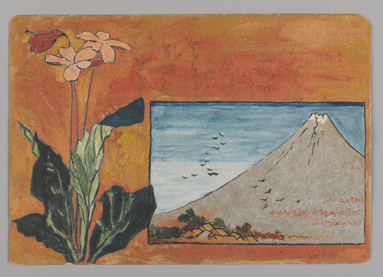 Fuji com flores (wc no papel) de Christopher Grant La Farge