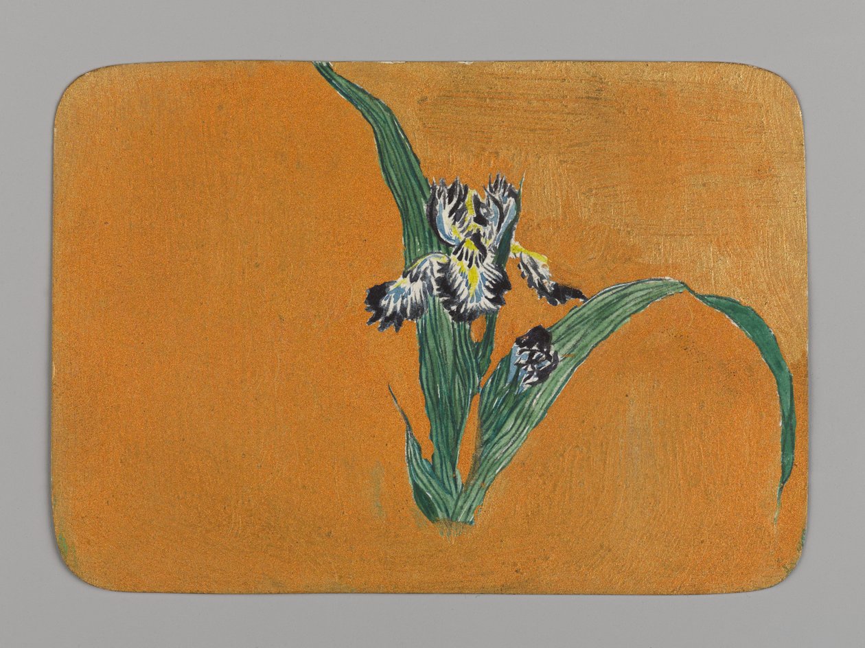 Cartão pequeno com íris, ca. 1880. Aguarela e tinta metálica de Christopher Grant La Farge