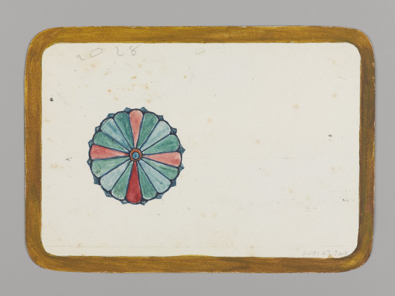 Crisântemo Estilizado (verso), c.1880 (wc, tinta preta e tinta metálica sobre grafite em cartolina muito fina) de Christopher Grant La Farge
