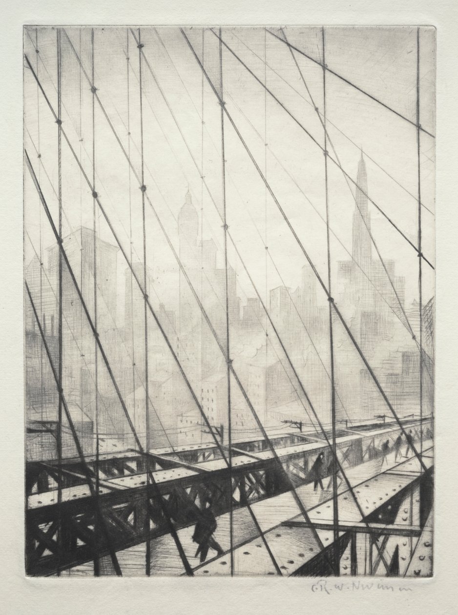 Olhando pela ponte do Brooklyn de Christopher Richard Wynne Nevinson