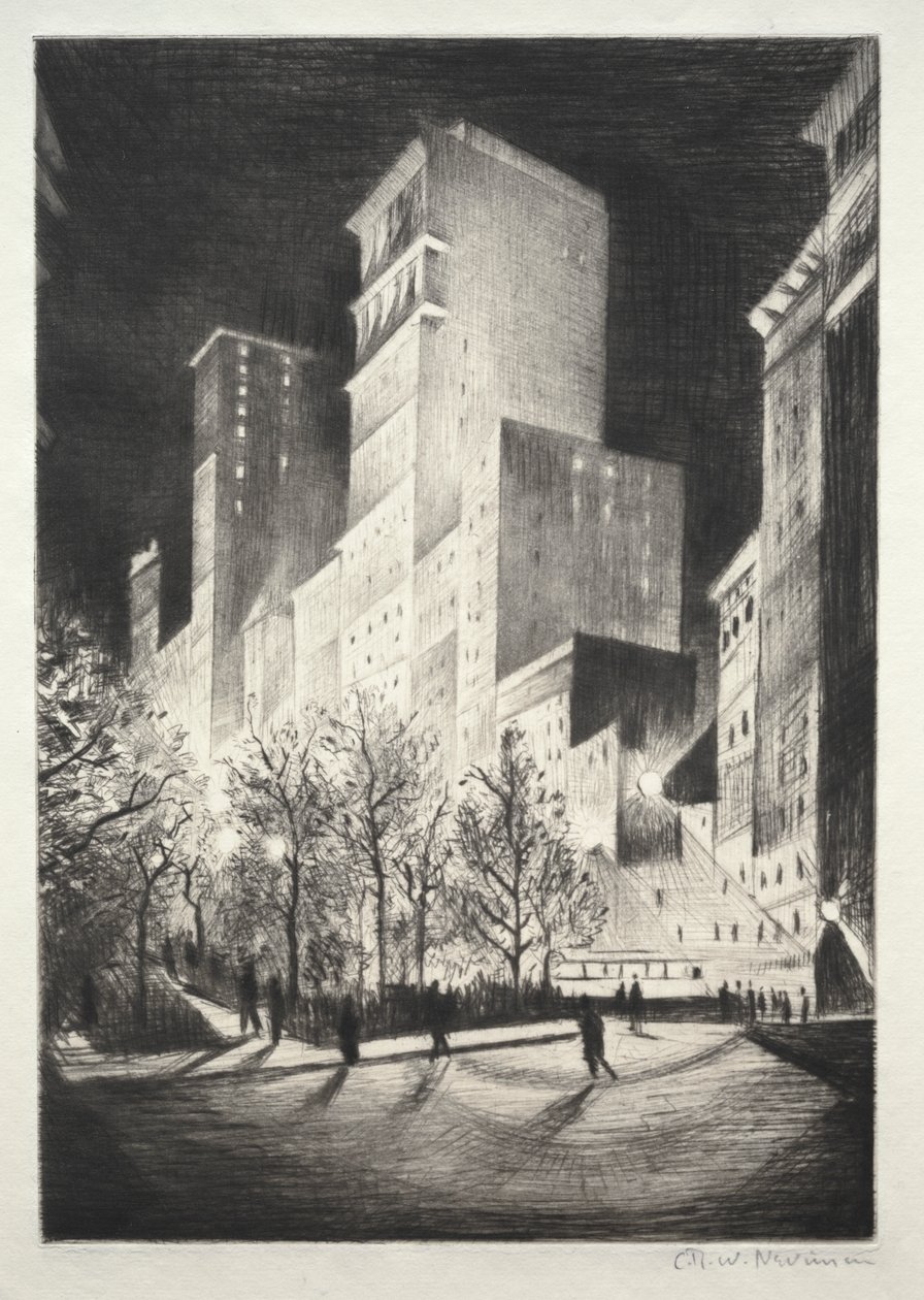 Three AM: A Corner by Madison Avenue (também conhecido como 2 AM New York and Metropolis) de Christopher Richard Wynne Nevinson
